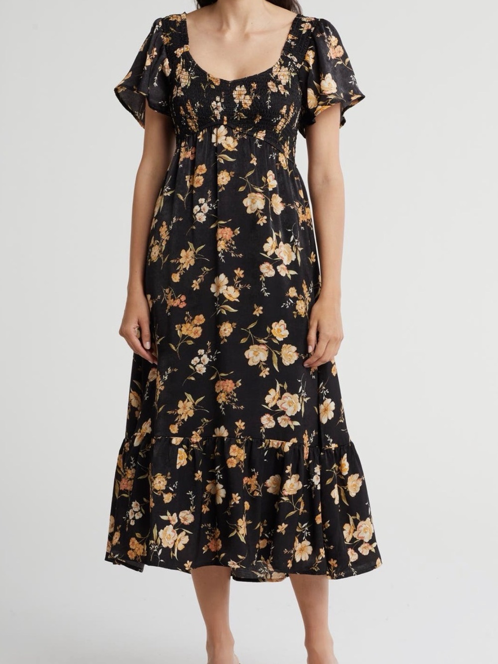 Floral Smocked Midi Dress